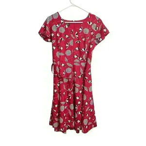 Talbots Red with White and Black Umbrellas Fit & Flare Dress Size 12